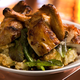 Zuni Cafe’s famed roast chicken was served atop a bread salad. (Photo: Kim Kulish/Corbis via Getty Images)